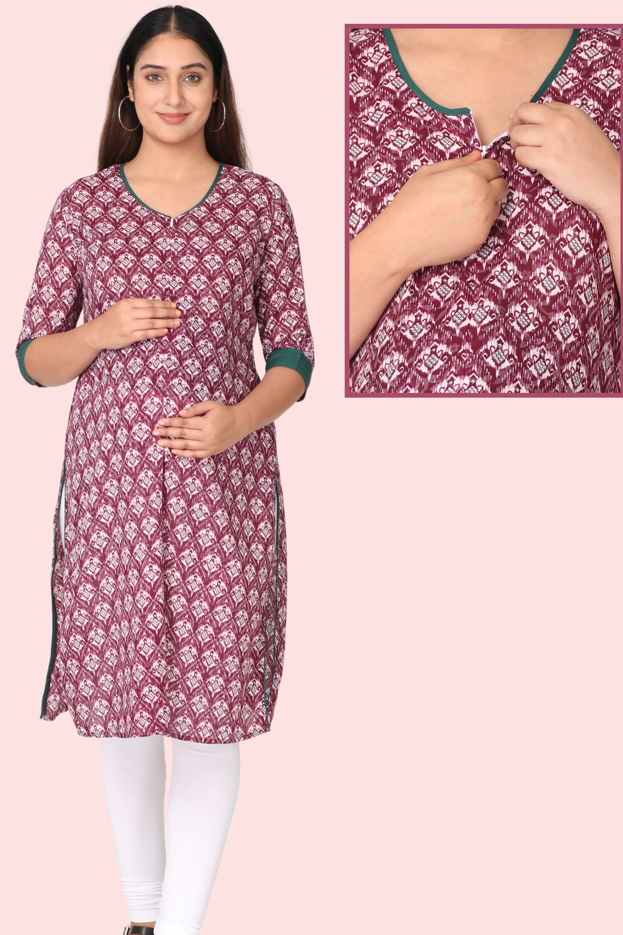 Buy Kita Fashion Pure Cotton Anarkali Comfortable Maternity Feeding Kurta  Dress with Zippers for Pregnant Womens | All Over Printed Feeding Dress for  Mothers Online In India At Discounted Prices